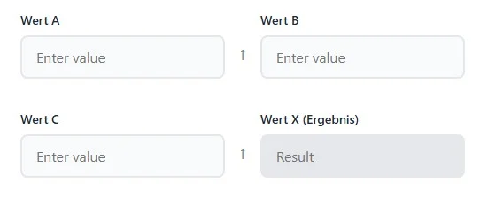 Dreisatz Rechner - Werte eingeben
